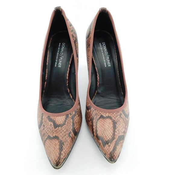 DONALD PLINER Mauve Pink Snake Textured Leather Heel Pumps 9 N - Picture 3 of 7